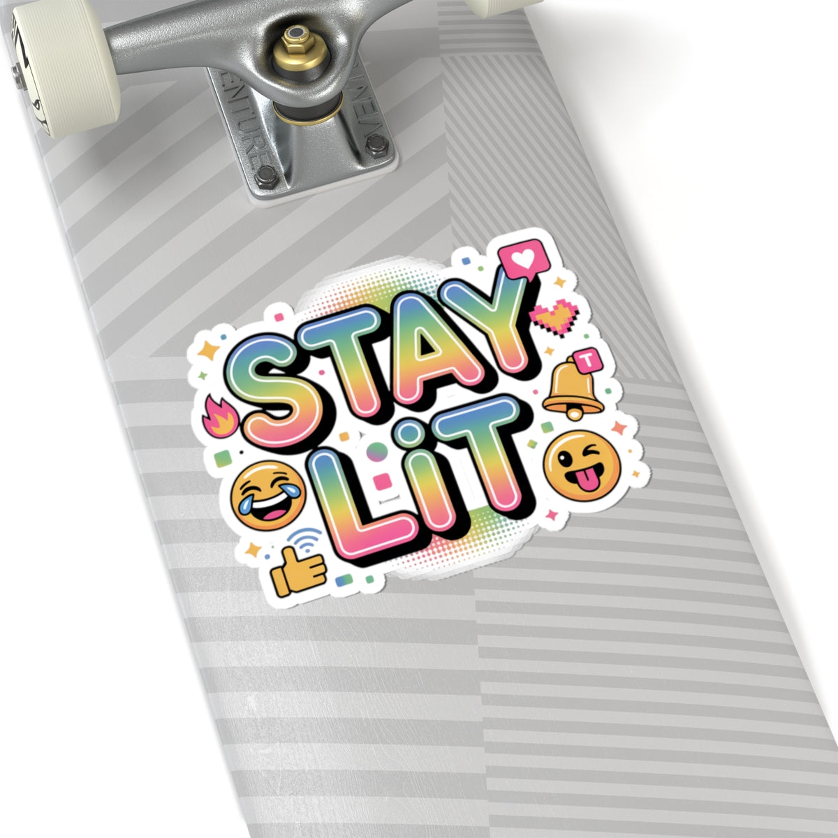 STAY LIT Rainbow Meme Sticker — Glossy Kiss-Cut Vinyl