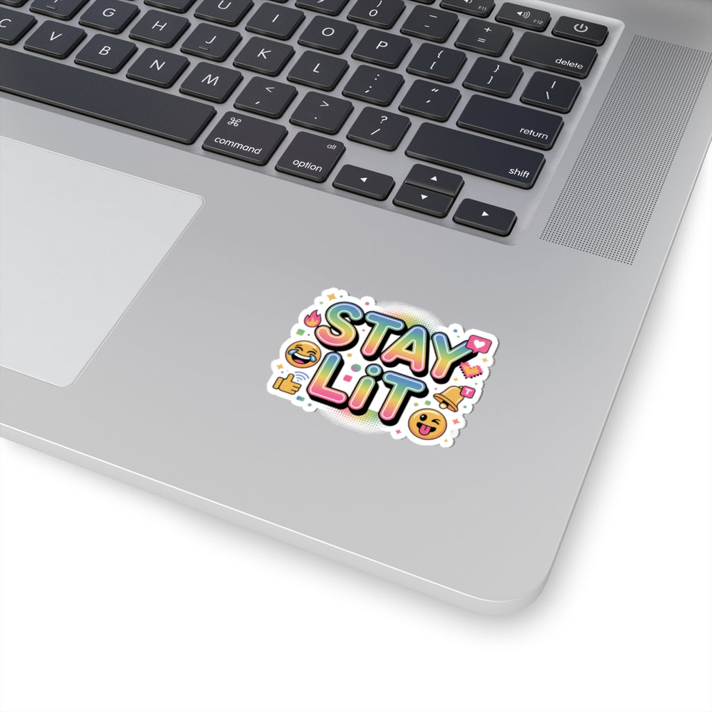 STAY LIT Rainbow Meme Sticker — Glossy Kiss-Cut Vinyl