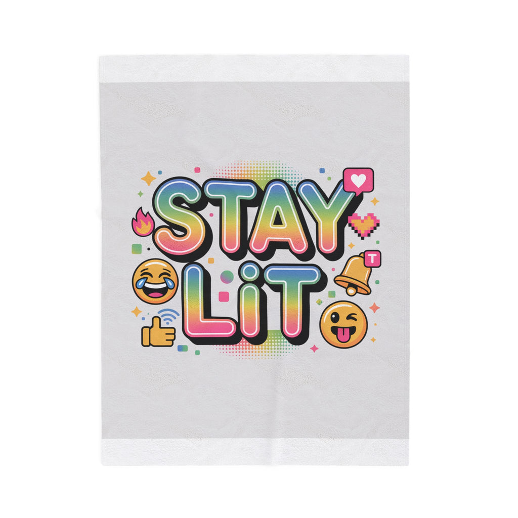 Velveteen Plush Blanket — Viral Slang Rainbow-Gradient Throw Blanket with Emoji Icons