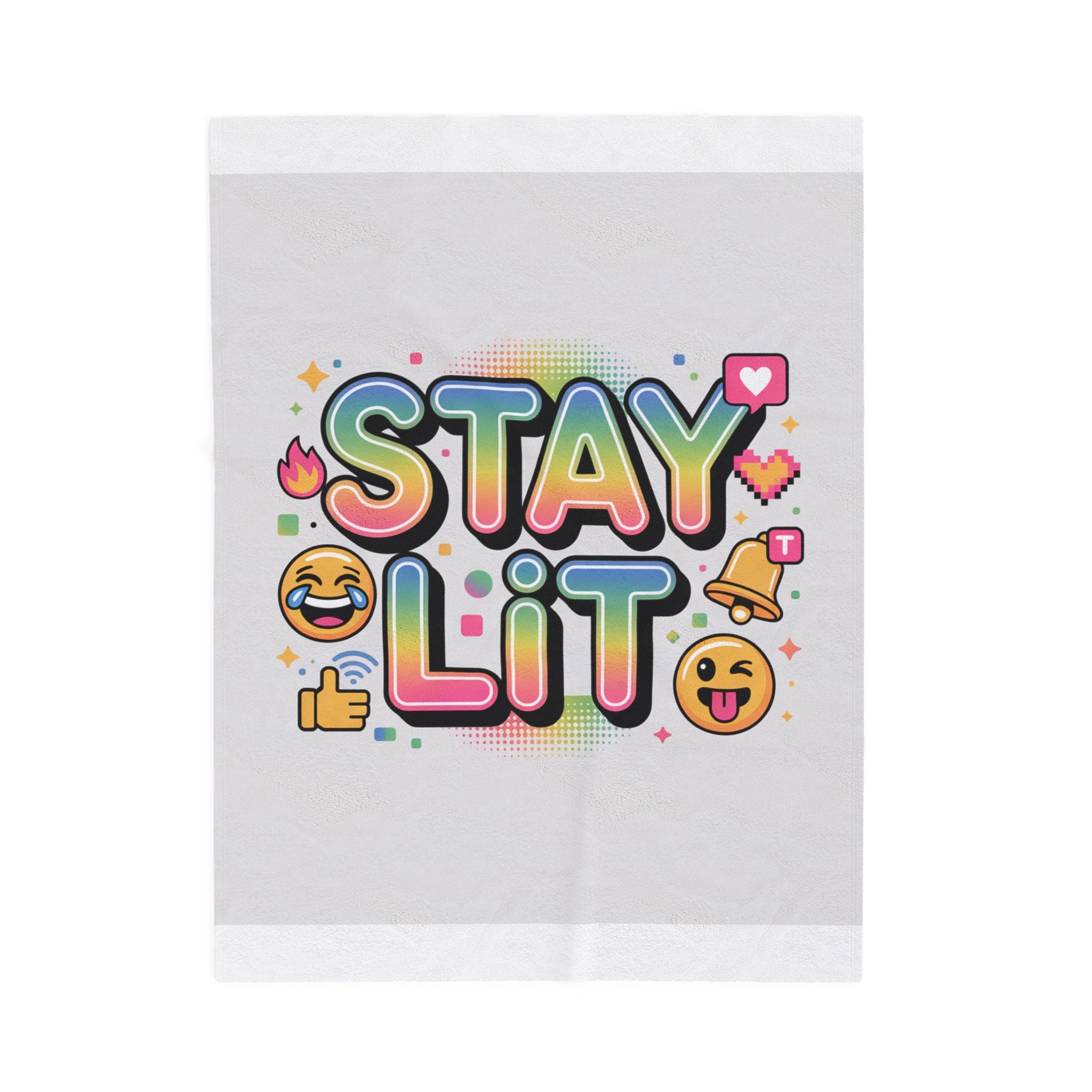 Velveteen Plush Blanket — Viral Slang Rainbow-Gradient Throw Blanket with Emoji Icons